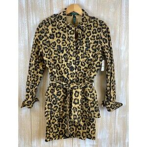 Lauren Ralph Lauren Leopard Animal Print Linen Blend 2pc Blazer XS Skirt 4P NEW!